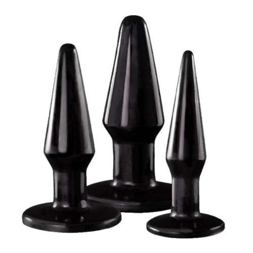 Ass-Sation Kit #2 Anal Trainer Butt Plug - Black - 3 Piece/Set