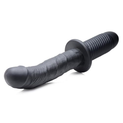 Ass Thumpers The Large Realistic Rechargeable Silicone Vibrator with Handle - Black