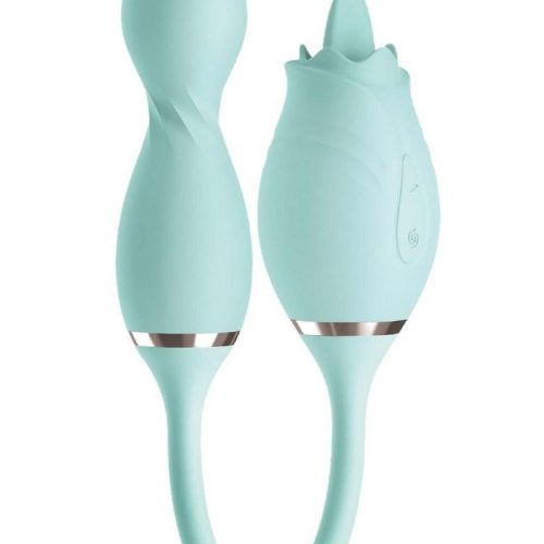 Blaze Exciter Rechargeable Silicone Dual Stimulating Vibrator - Aqua/Blue