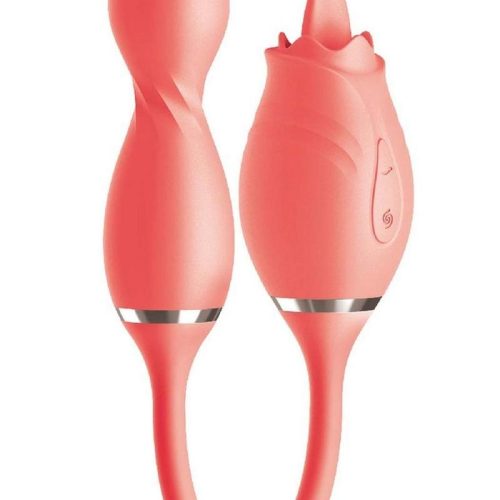 Blaze Exciter Rechargeable Silicone Dual Stimulating Vibrator - Coral/Orange