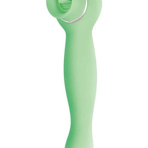 Blaze Luscious Licker Rechargeable Silicone Dual End Vibrator - Green/Mint