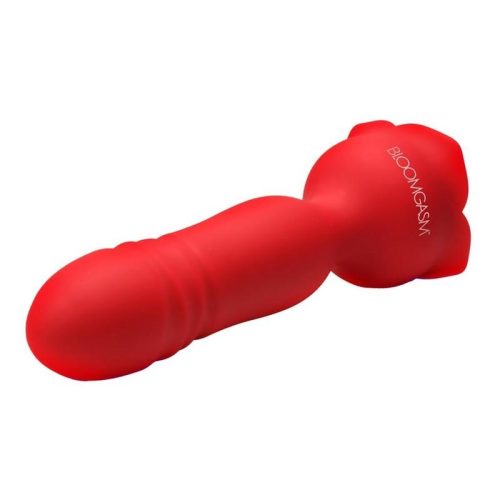 Bloomgasm Rose Delight Rechargeable Silicone Thrusting Vibrator - Red