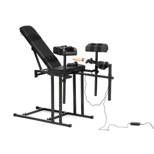 Master Series Obedience Chair with Sex Machine - Black